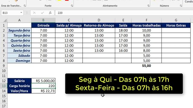 Como Calcular Horas Trabalhadas e Horas Extras no Excel смотреть онлайн