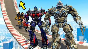 КАК ДАЛЕКО ТРАНСФОРМЕРЫ СМОГУТ ЗАБРАТЬСЯ ПО СТУПЕНЬКАМ ЛЕСТНИЦЫ ЭКСПЕРИМЕНТ ГТА 5 МОДЫ GTA 5 ВИДЕО