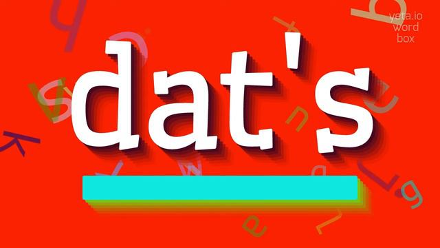 DAT'S - HOW TO PRONOUNCE IT? #dat's смотреть онлайн
