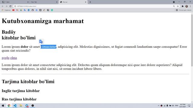 Frontend Devlemoprt to'liq kurs || VSCODE va HTML davomi смотреть онлайн