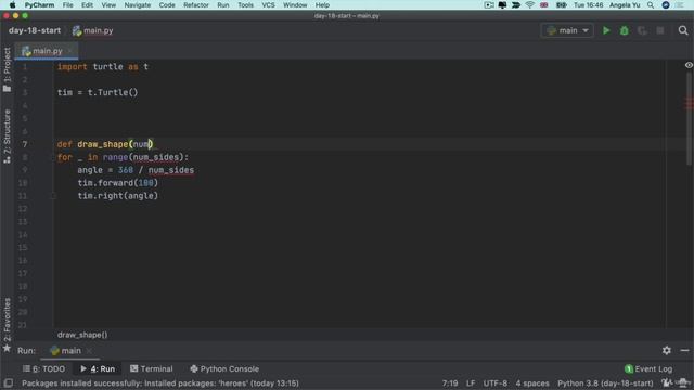 Day 18 - Turtle & the Graphical User Interface (GUI) 6 Turtle Challenge 3 - Drawing Different Shapes смотреть онлайн