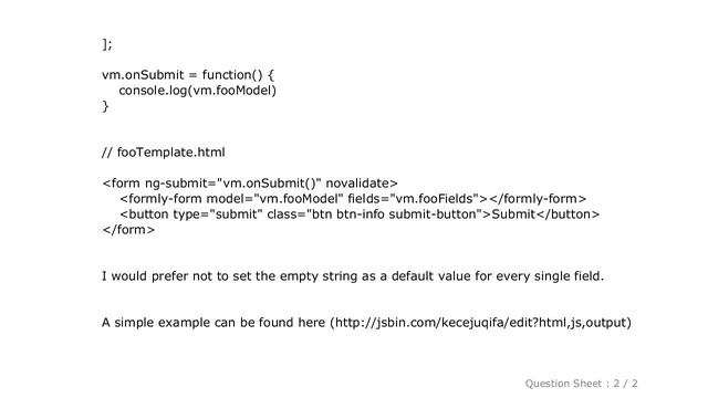 HTML : Empty fields not included on form submit when using Angular Formly смотреть онлайн