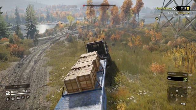 SnowRunner Food delivery farming - Paystar 5070 with trailer смотреть онлайн