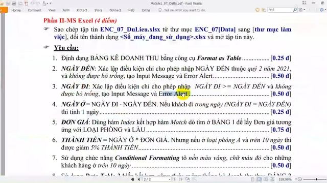 [HUTECH] Module 1 - Excel nâng cao - Đề số 7 - Câu 1,2,3,4 смотреть онлайн