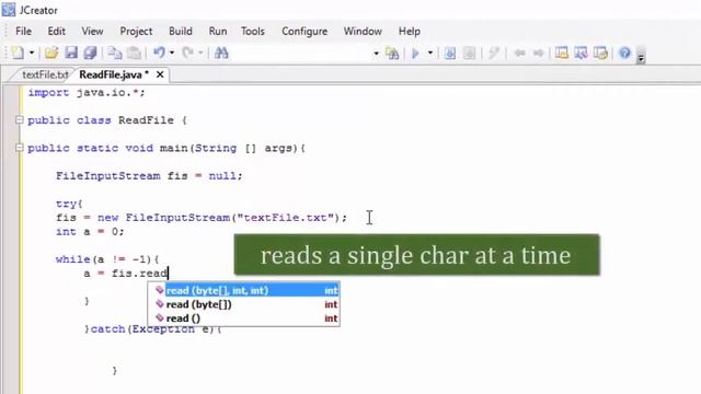 Reading text files in Java - using FileInputStream смотреть онлайн