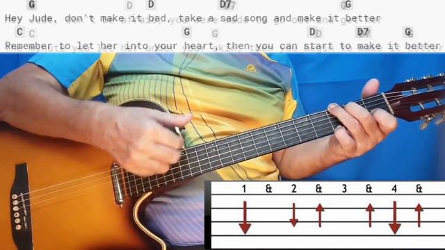 How To Play Guitar For Beginners Hey Jude By Beatles Strumming Guitar смотреть онлайн