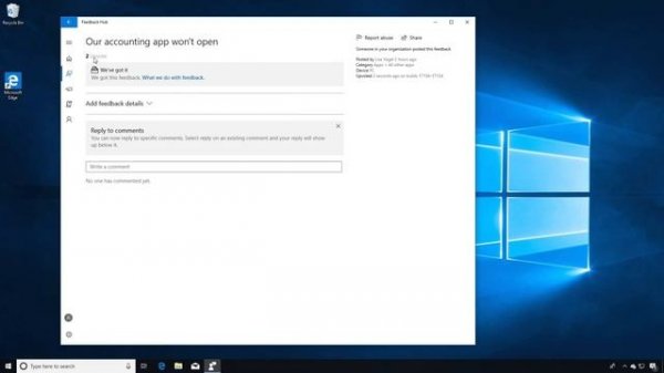 Submitting Feedback with Feedback Hub for Windows 10