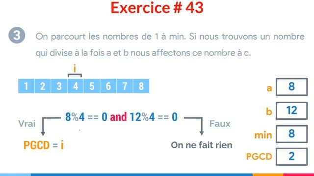 Exercice corrigé #43 : Programme qui calcule le pgcd de deux nombres entiers positifs | Python смотреть онлайн