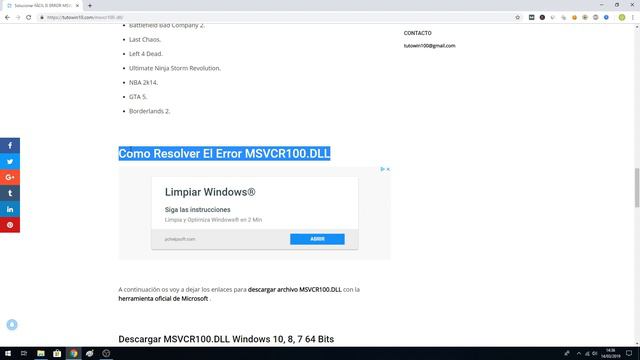 💻🔨 Como SOLUCIONAR El ERROR MSVCR100.DLL En Windows 10, 8 y 7 FÁCIL Y RÁPIDO 😎 смотреть онлайн