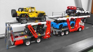 Лего машинки...Грузовик-автовоз ПРОТИВ беговой дорожки с препятствиями. Лего