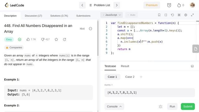 Leetcode 448 Find All Numbers Disappeared in an Array смотреть онлайн