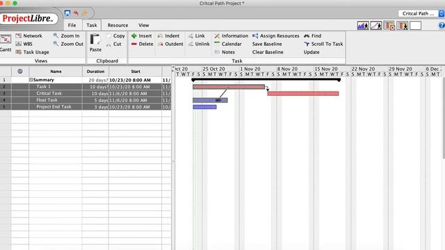 ProjectLibre : Critical Path management смотреть онлайн