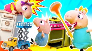 Игрушки Свинка Пеппа и Джордж затеяли игры в прятки! Папа Свин дарит сыну машинку! Видео для детей