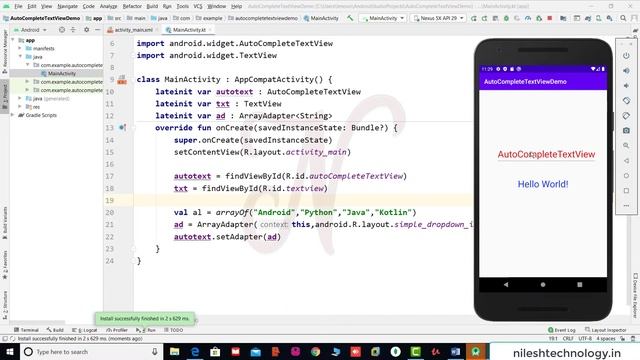 AutoCompleteTextView Event Threshold - Android Studio Tutorial Kotlin смотреть онлайн
