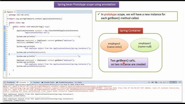 Understanding Prototype Scope with Annotations in Spring | Spring Tutorial смотреть онлайн