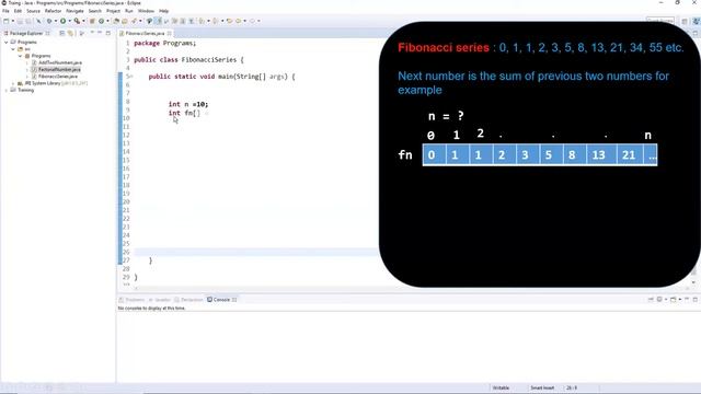Java Program to Find Fibonacci series using Arrays смотреть онлайн