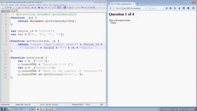 javascript adding a radio button to innerHTML (quiz: part 3) in Hindi смотреть онлайн