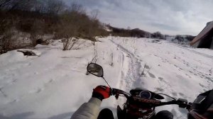 Зимой на ПИТБАЙКЕ без шипов. Irbis TTR125. Часть 1