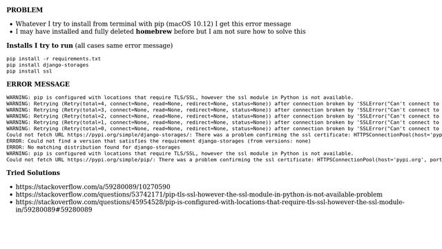 Python "SSLError("Can't connect to HTTPS URL because the SSL module is not available.")':... смотреть онлайн