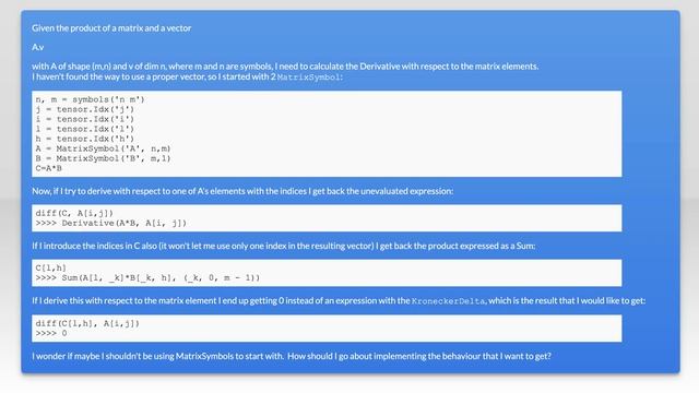 How to derive with respect to a Matrix element with Sympy смотреть онлайн