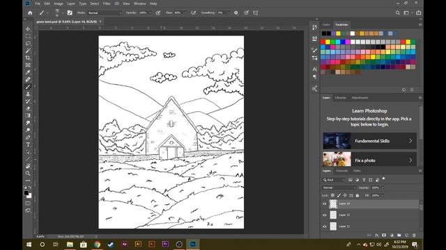 Digital Illustration Photoshop | Landscape Speed Art Using Photoshop Brushes | смотреть онлайн