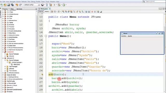 10.-Interfaz gráfica Java. Menú con opcions (JMenuBar, JMenu y JMenuItem). смотреть онлайн
