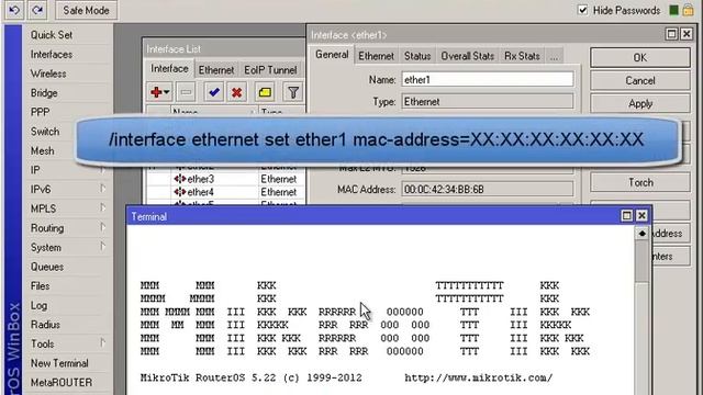 MikroTik смена MAC-адреса смотреть онлайн