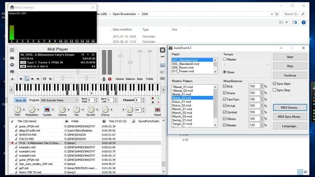 Midi Player Real Time Midi Messages Test With AutoDrum (Start/Stop/Continue/Midi Clock)