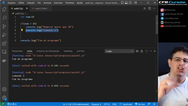 Comando condicional IF e IF ELSE em Javascript - Curso de Javascript Moderno - Aula 13 смотреть онлайн