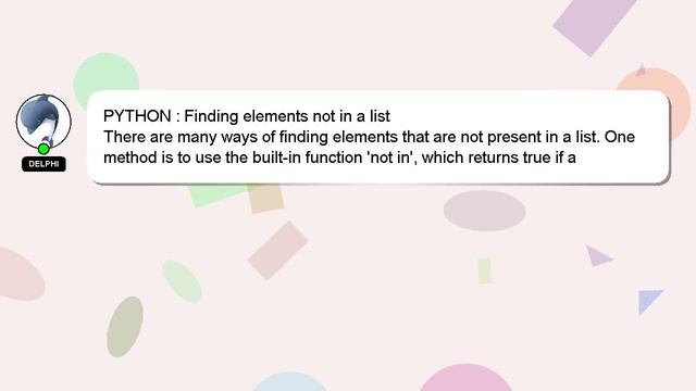 PYTHON : Finding elements not in a list смотреть онлайн