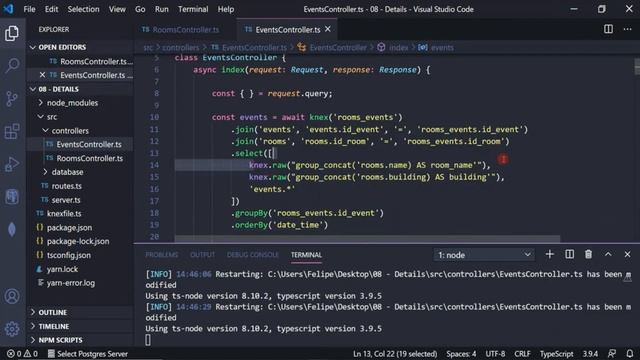 Aula 09 - Ajustes - Agendamento de Eventos com TypeScript, Knex e SQlite смотреть онлайн