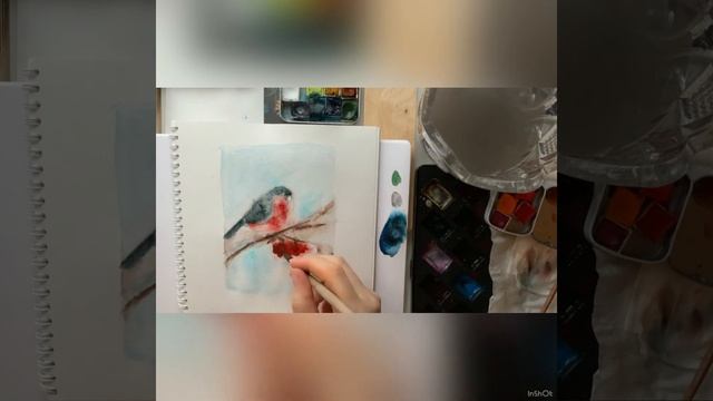 мастер класс Открытка снегирь акварель смотреть онлайн