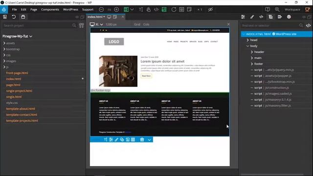 Pinegrow Wordpress Part 2 - Creating Headers and Footers смотреть онлайн