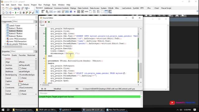 Pemrograman Lazarus & Database PostgreSQL 18 CRUD with non DBControls смотреть онлайн