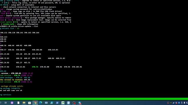 обновляю HIVE OS ,лол майнер, драйвера Nvidia