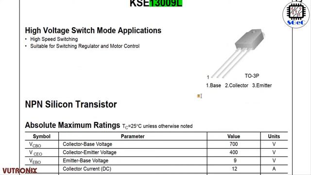 [SGeC] E13009-2 NPN Silicon Transistor