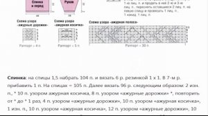 Кофта-реглан миксом узоров из 100% хлопка спицами – схема с описанием