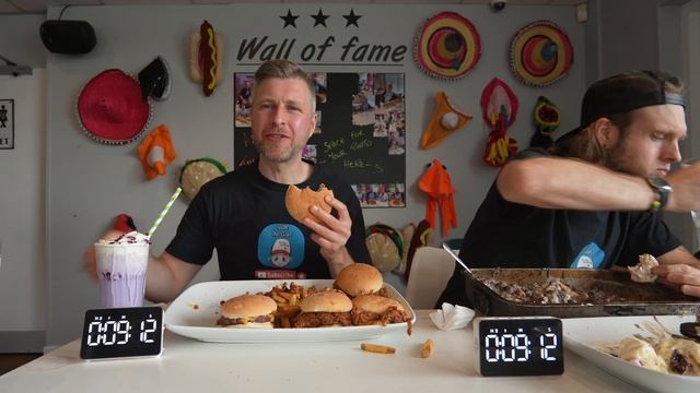 SLIDERGEDDON!! BURGER, FRIES & MILKSHAKE CHALLENGE - NEW RECORD?! Huckleberry's @Josh-The-Goat смотреть онлайн