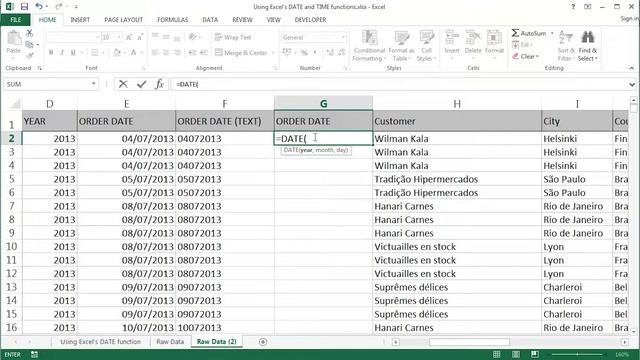 Microsoft Excel 2016 - Combining the DATE() function with Text functions to 'clean' data смотреть онлайн