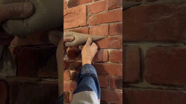 Имитация кирпича. Затирка швов кирпичной кладки