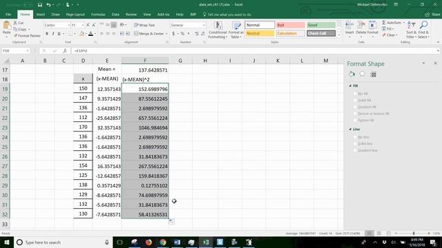 Sample Standard Deviation in Excel смотреть онлайн