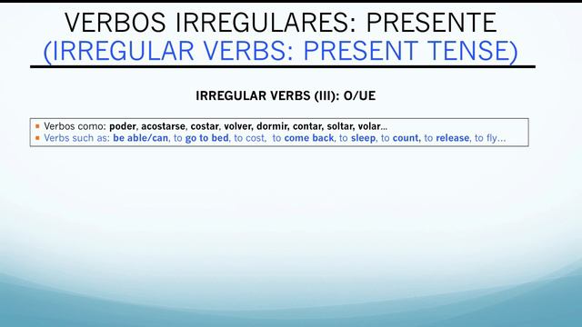 Verbos irregulares de presente de indicativo. Irregular verbs in present simple of indicative. смотреть онлайн