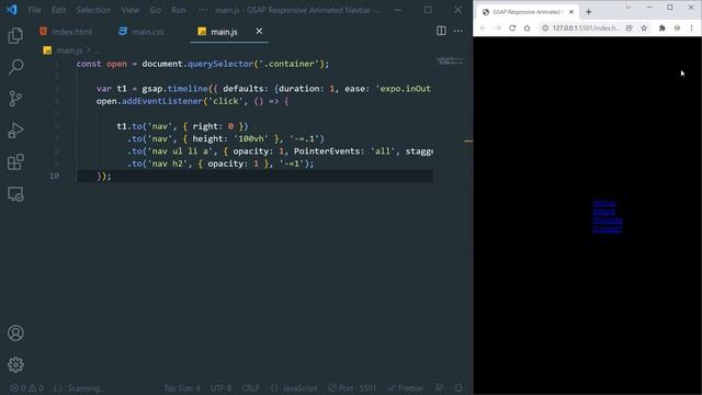 GSAP Responsive Animated Navbar @RajacharlesSRD смотреть онлайн