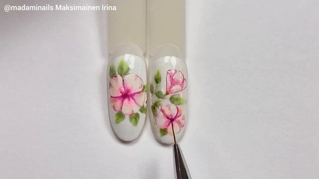 Spring Nailart.?Акварель гель лаками, цветы на ногтях.#nailart #tutorials #flowers