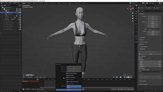 Blender how to bake dynamic animation | Spring bones смотреть онлайн