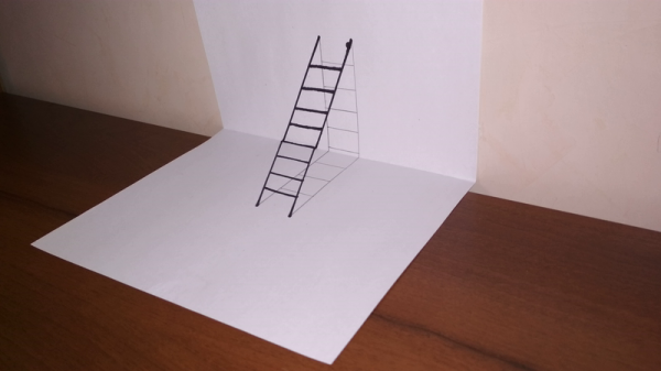 Как можно легко нарисовать иллюзию, лестница 3д.