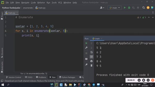 Python funksiyalari | enumerate funksiyasi смотреть онлайн