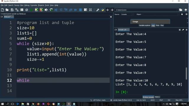 Take 10 integer inputs from user and store them in a list and print them on screen || python lec 8a смотреть онлайн