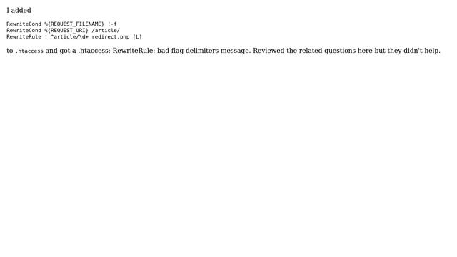 DevOps & SysAdmins: .htaccess: RewriteRule: bad flag delimiters смотреть онлайн